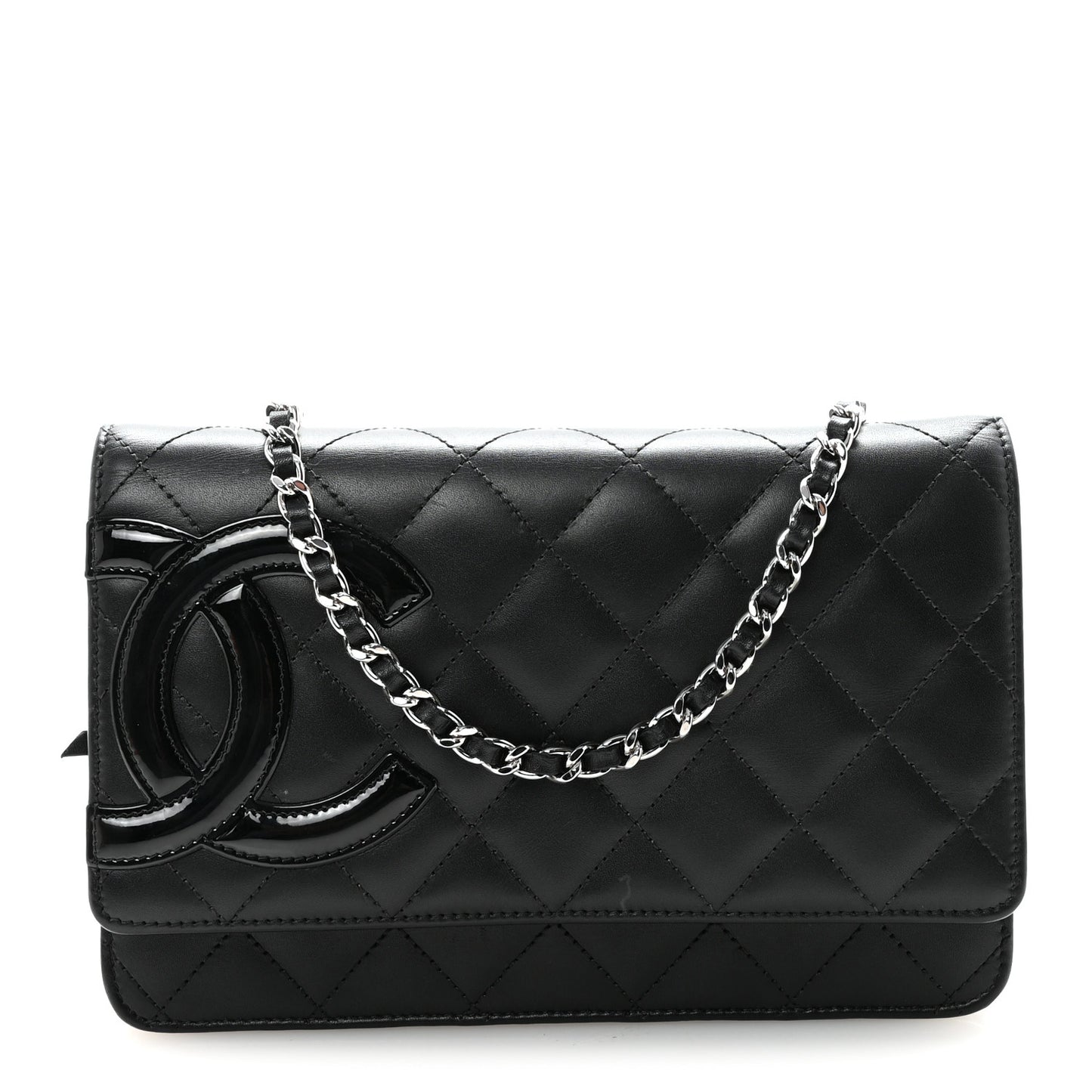 Calfskin Quilted Cambon Wallet on Chain WOC Black