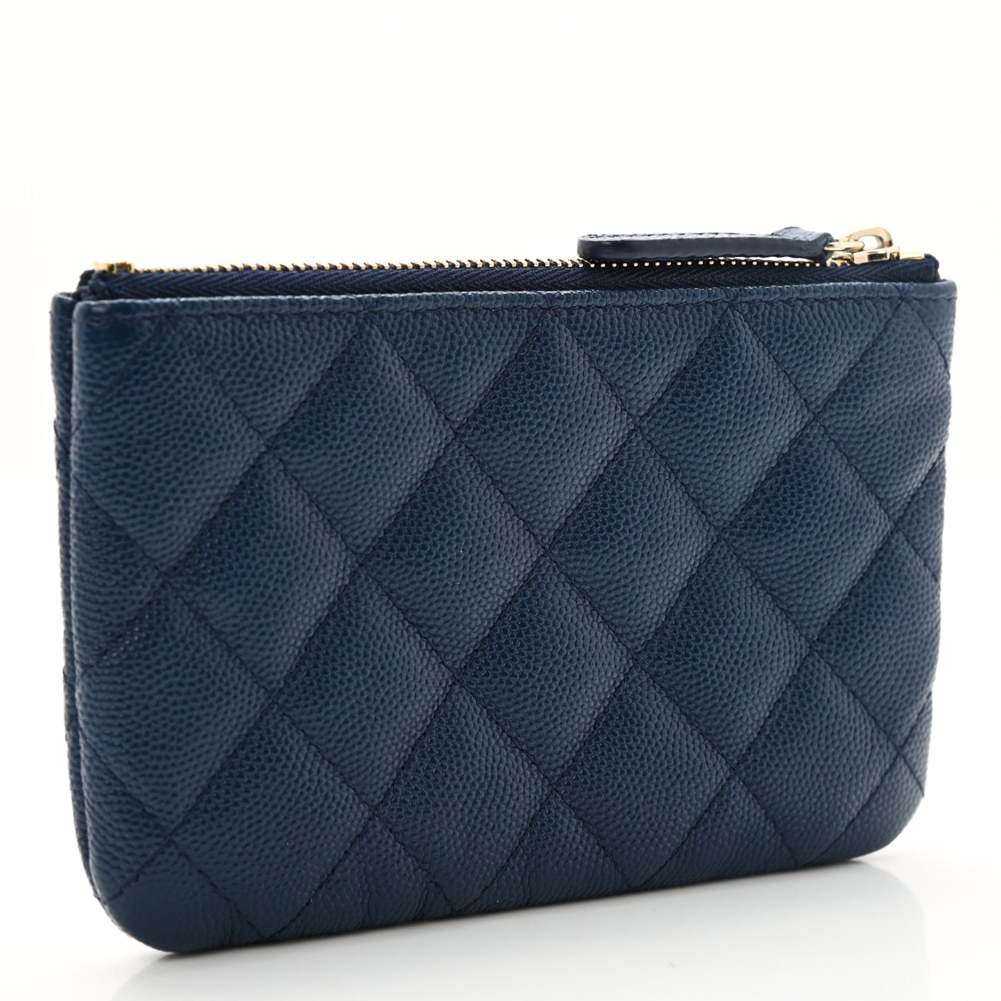 Caviar Quilted Small Cosmetic Case Navy Blue