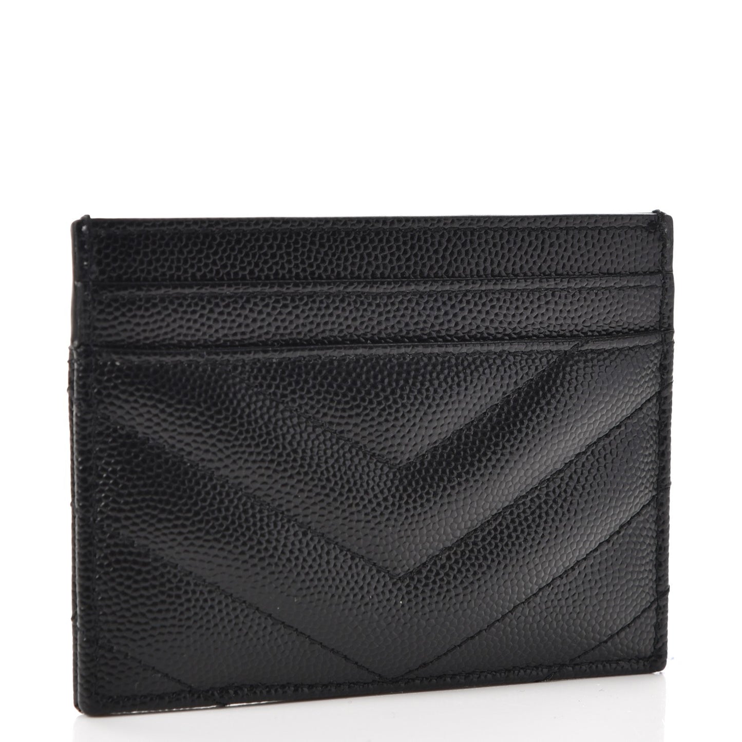 Grain De Poudre Matelasse Chevron Monogram Credit Card Case Black