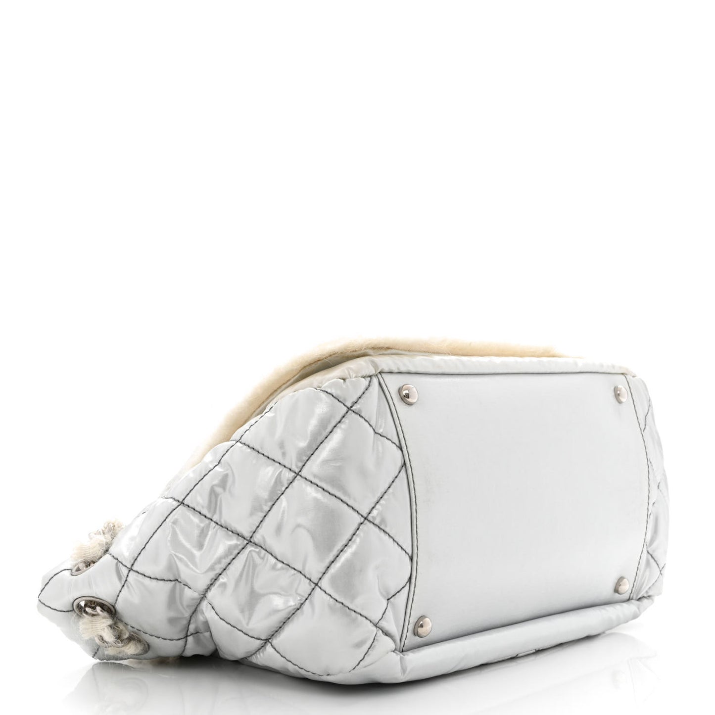 Vinyl Mohair Trimmed Accordion Arctic Polar Ice Flap Silver