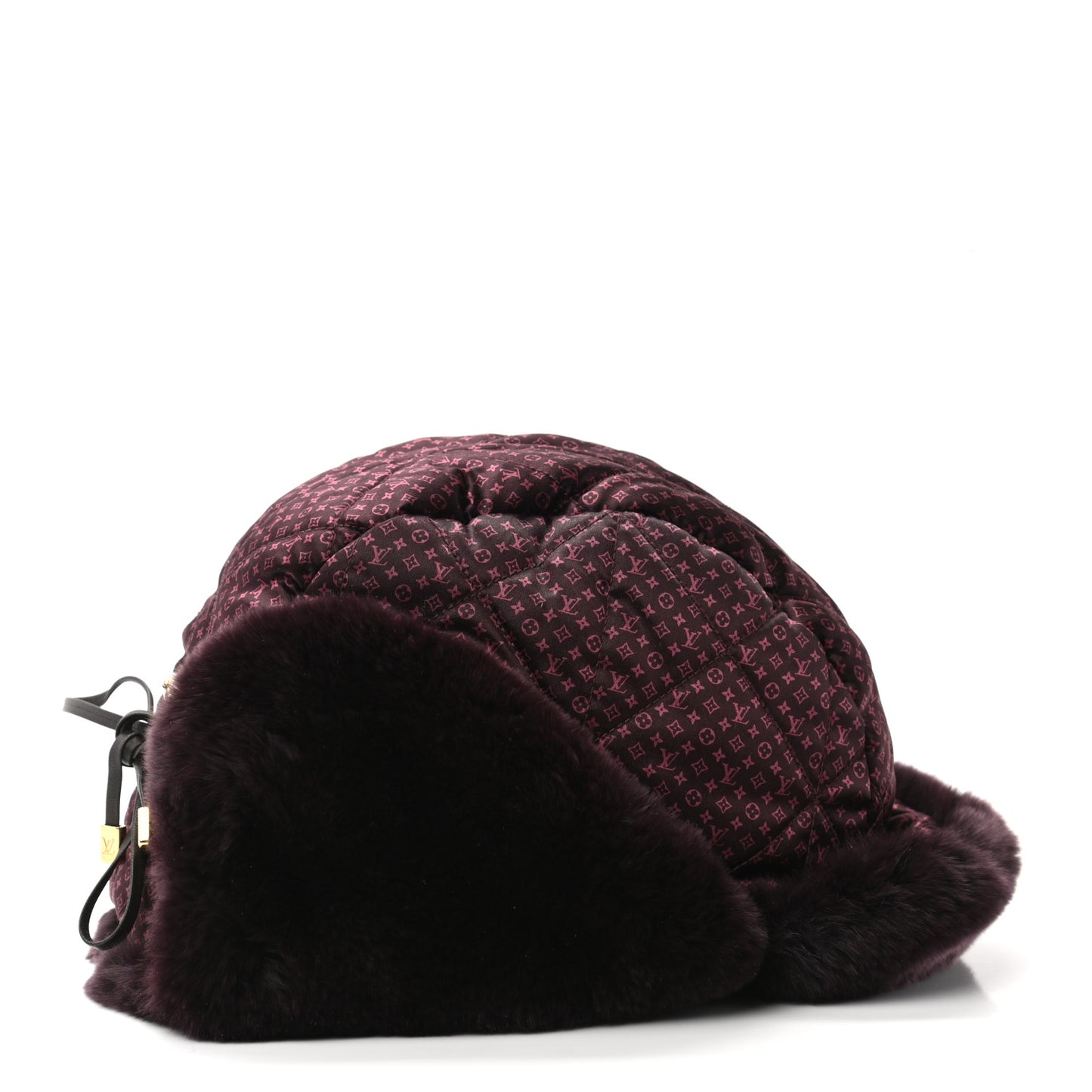 Monogram Silk Nylon Rabbit Fur Hat S Burgundy