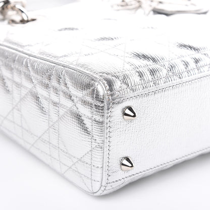 Christian Dior Metallic Grained Calfskin Cannage Small Lucky Badges My Lady Dior Silver 8 of 10