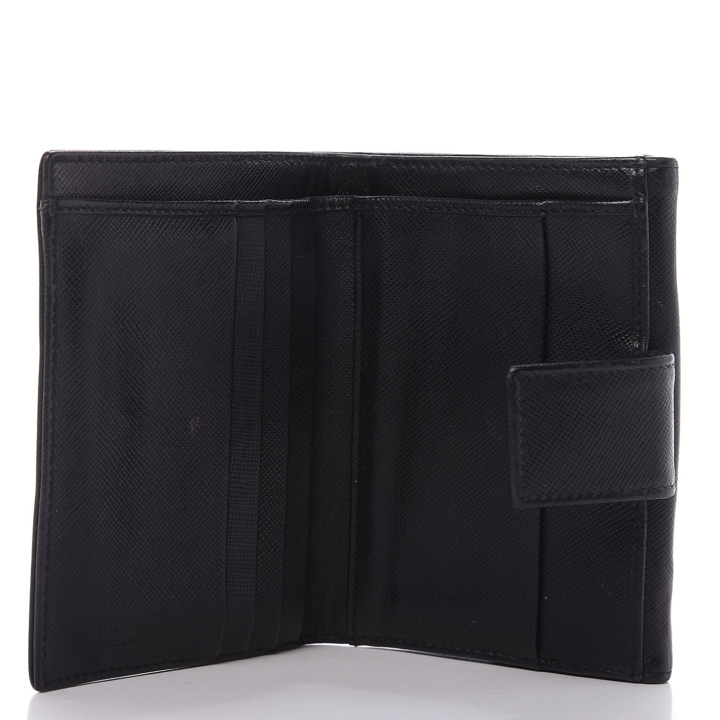 Saffiano Tri-Fold Compact Wallet Black