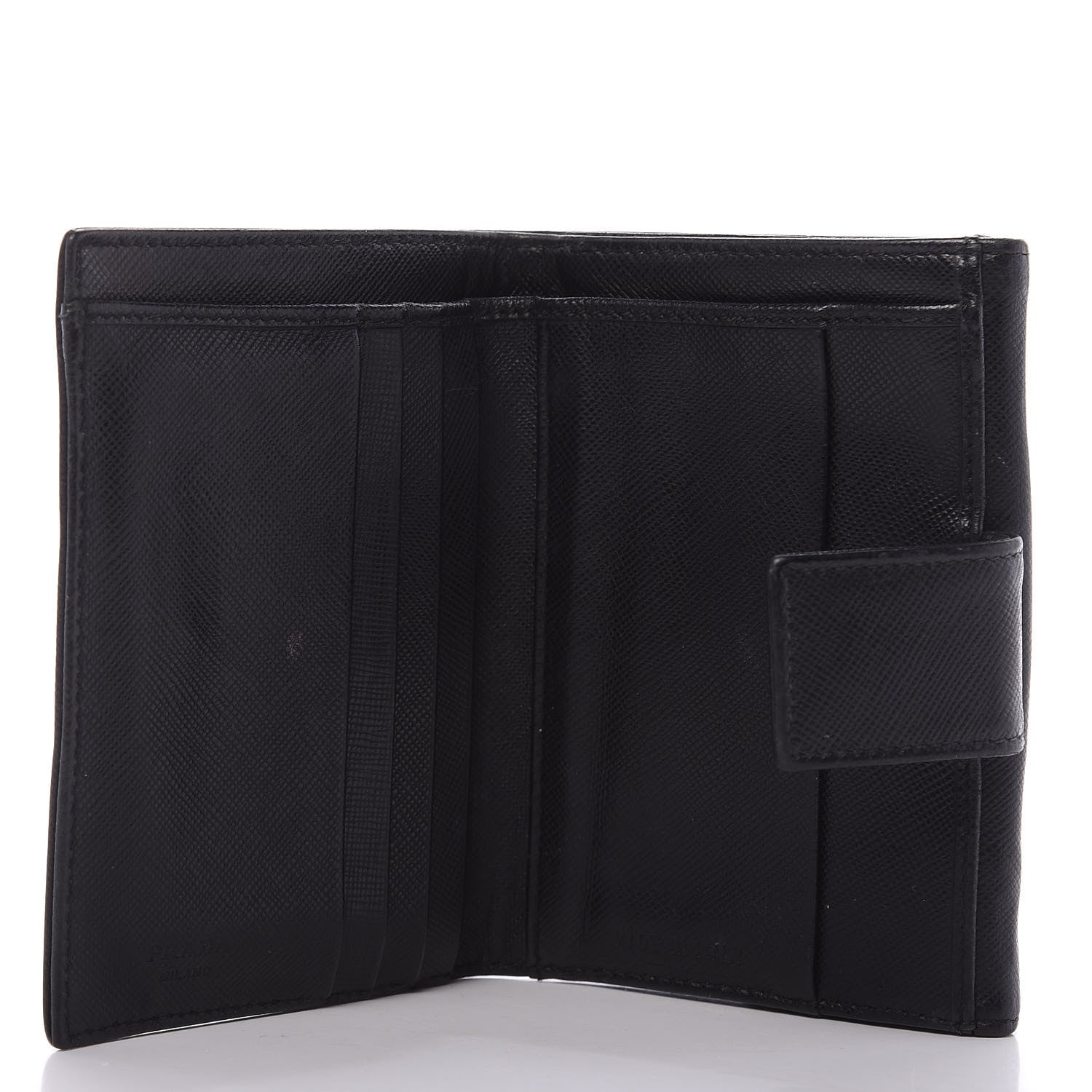 Prada Saffiano Tri-Fold Compact Wallet Black 5 of 10
