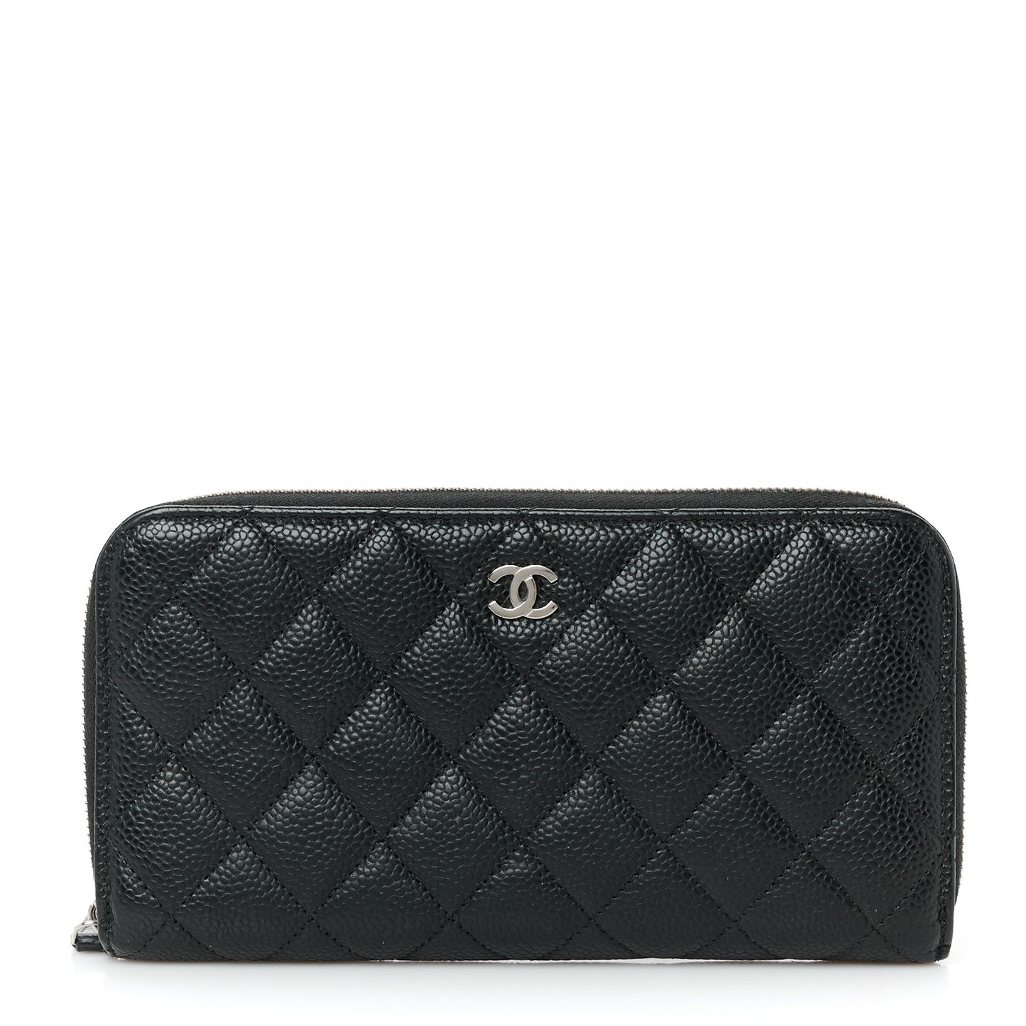 Caviar Quilted Large Gusset Zip Around Wallet Black