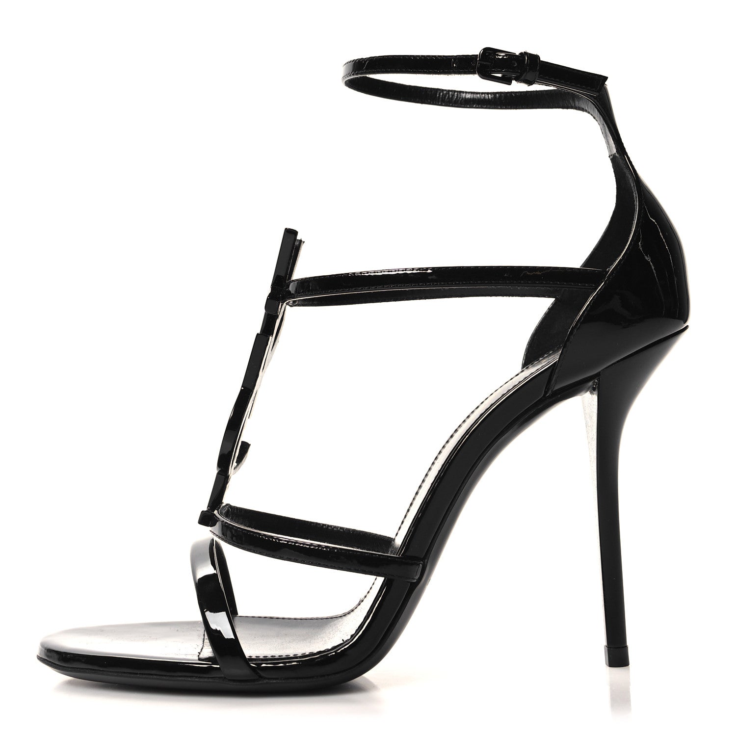Saint Laurent Patent Cassandra 100 Sandals 38 Black 1 of 9