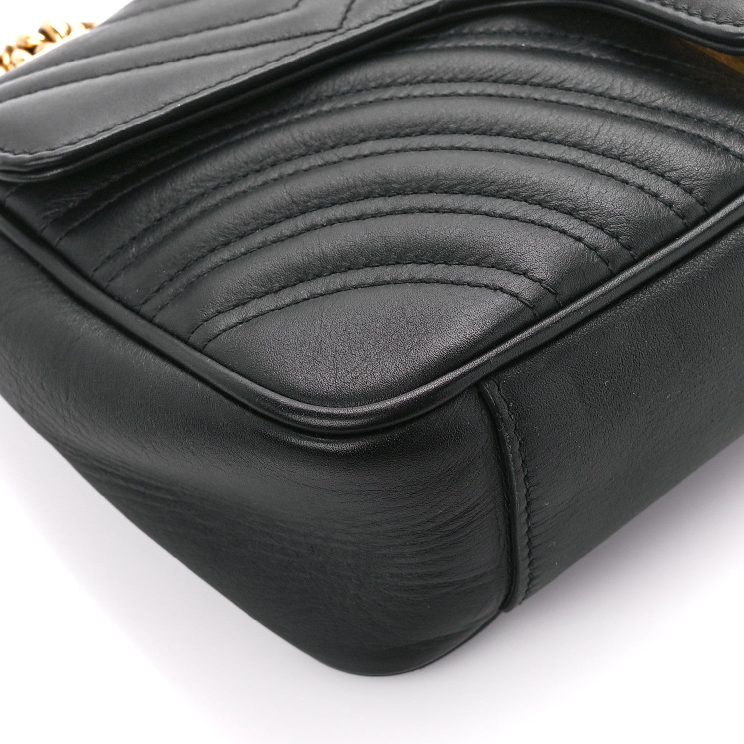 Gucci Calfskin Matelasse Small GG Marmont Shoulder Bag Black 10 of 11