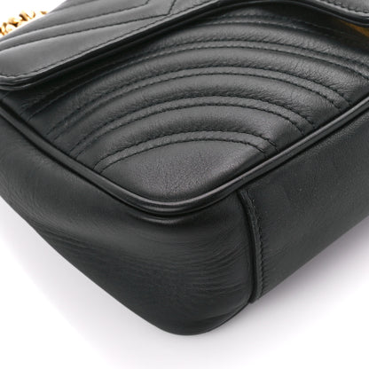 Gucci Calfskin Matelasse Small GG Marmont Shoulder Bag Black 10 of 11