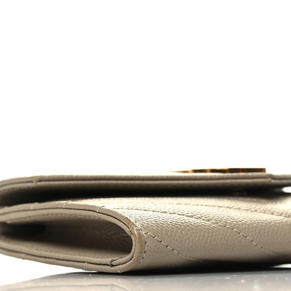 Saint Laurent Grain De Poudre Matelasse Chevron Small Monogram Envelope Wallet Dark Beige 9 of 11