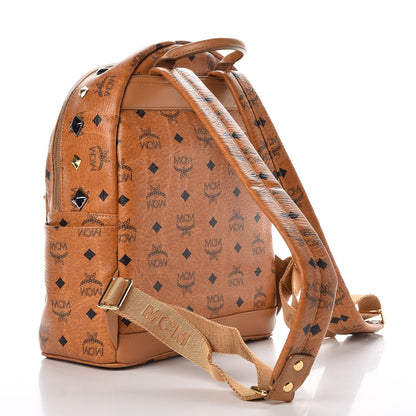MCM Visetos Studded Small Stark Backpack Cognac 3 of 13