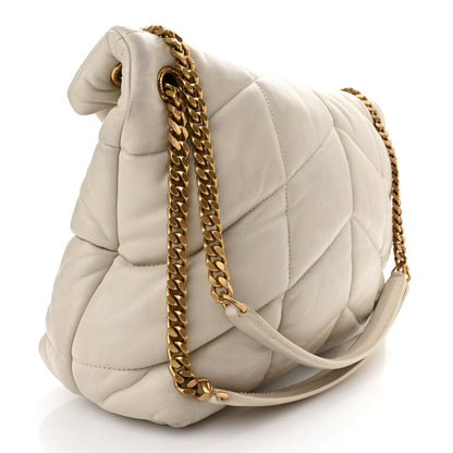 Saint Laurent Lambskin Quilted Small Loulou Puffer Monogram Chain Satchel Blanc Vintage 4 of 12