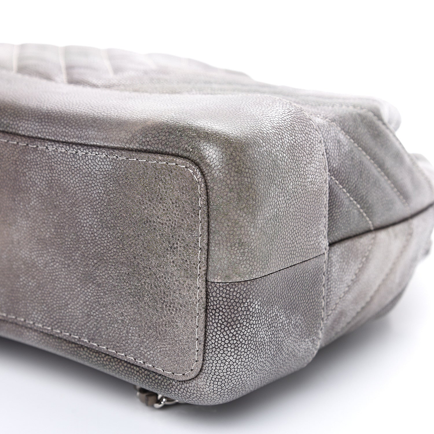 Chanel Metallic Grained Goatskin Chevron Quilted Gabrielle Backpack Silver 9 of 11