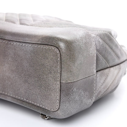 Chanel Metallic Grained Goatskin Chevron Quilted Gabrielle Backpack Silver 9 of 11