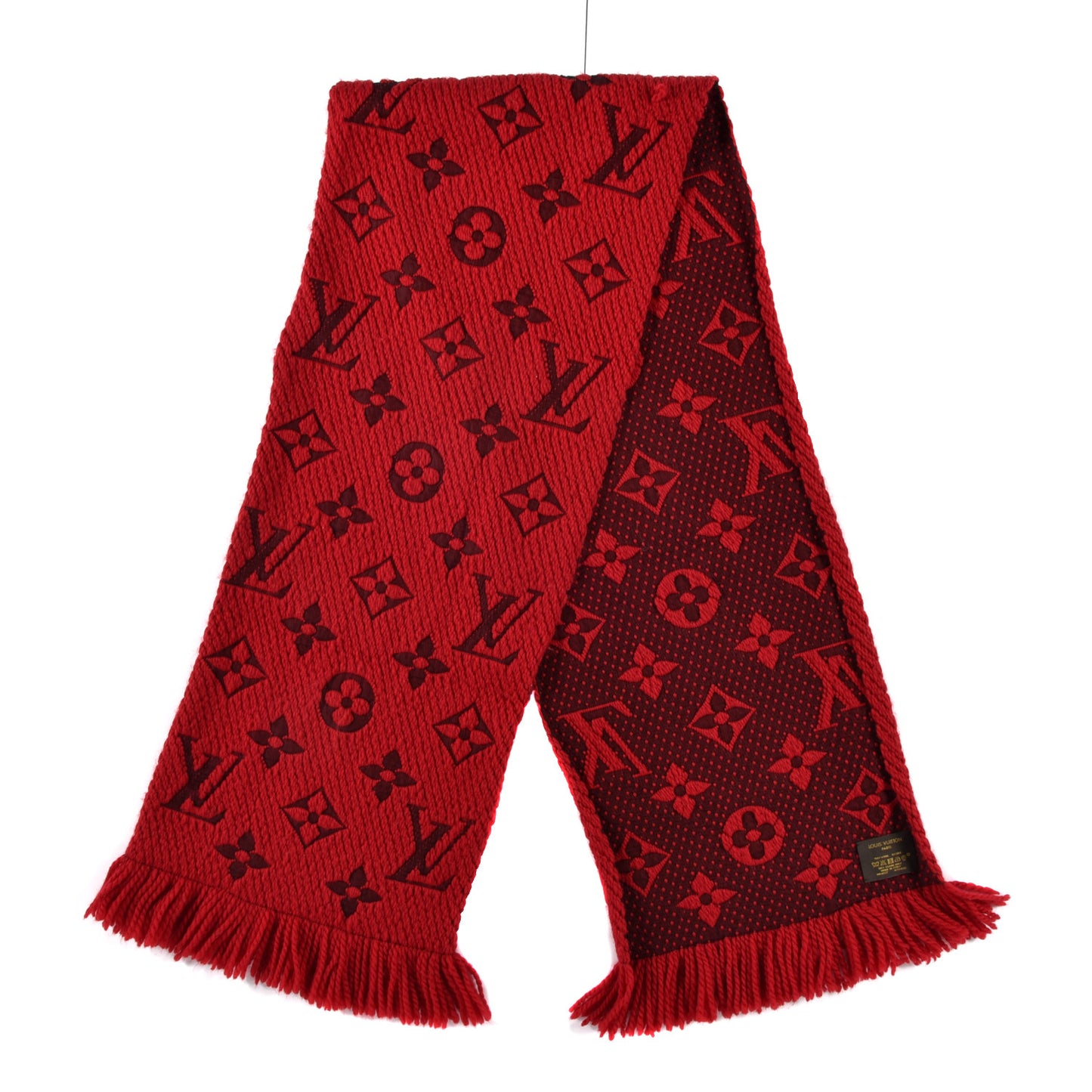 Wool Silk Logomania Scarf Rubis