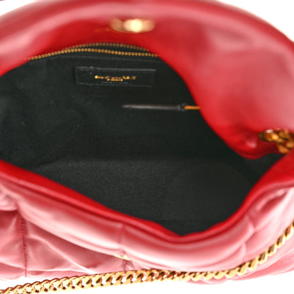 Saint Laurent Lambskin Quilted Small Loulou Puffer Monogram Chain Satchel Red 5 of 13