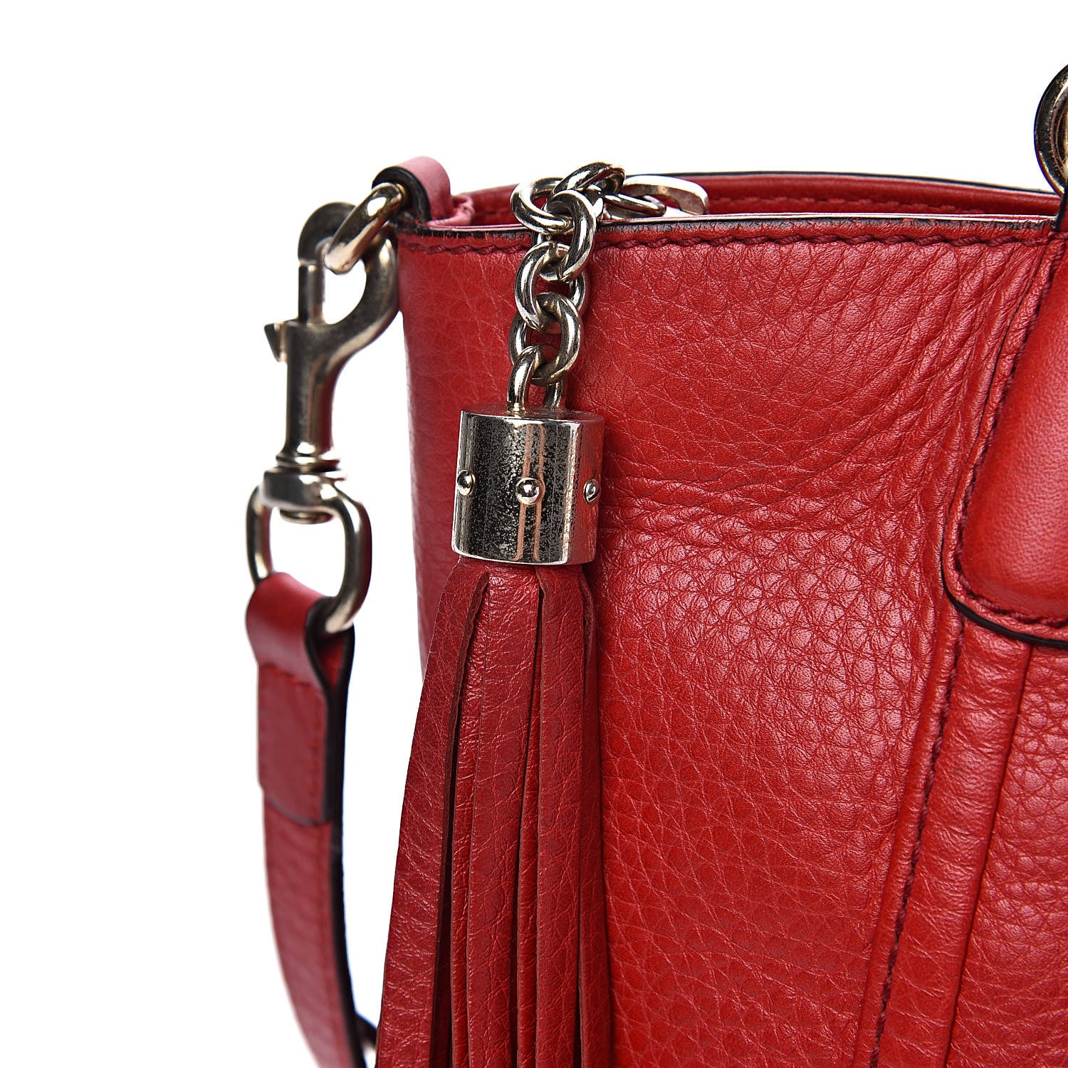 Gucci Pebbled Calfskin Small Soho Top Handle Bag Red 15 of 24