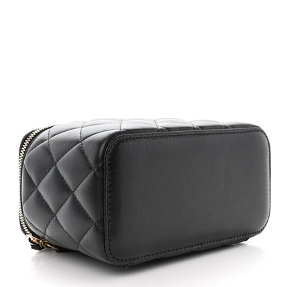 Chanel Lambskin Quilted Small Top Handle Vanity Case With Chain Black 4 of 12
