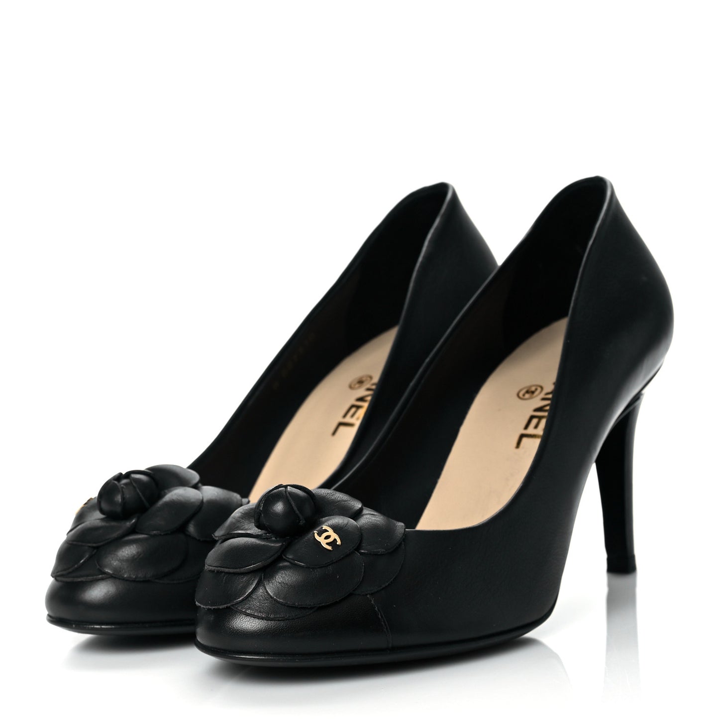 Lambskin Camellia Pumps 39.5 Black
