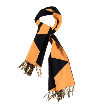Hermes Cashmere Casaque Zig Zag Muffler Black Ocre Dore 1 of 4