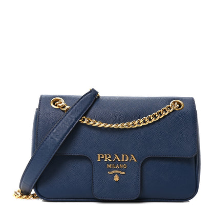 Prada Saffiano Flap Shoulder Bag Bluette 1 of 10