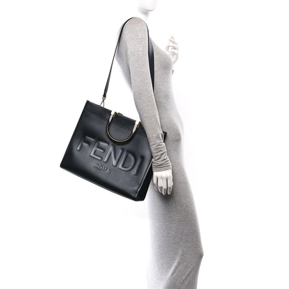 Fendi Vitello King Plexiglass Medium Fendi Sunshine Shopper Tote Black 2 of 9