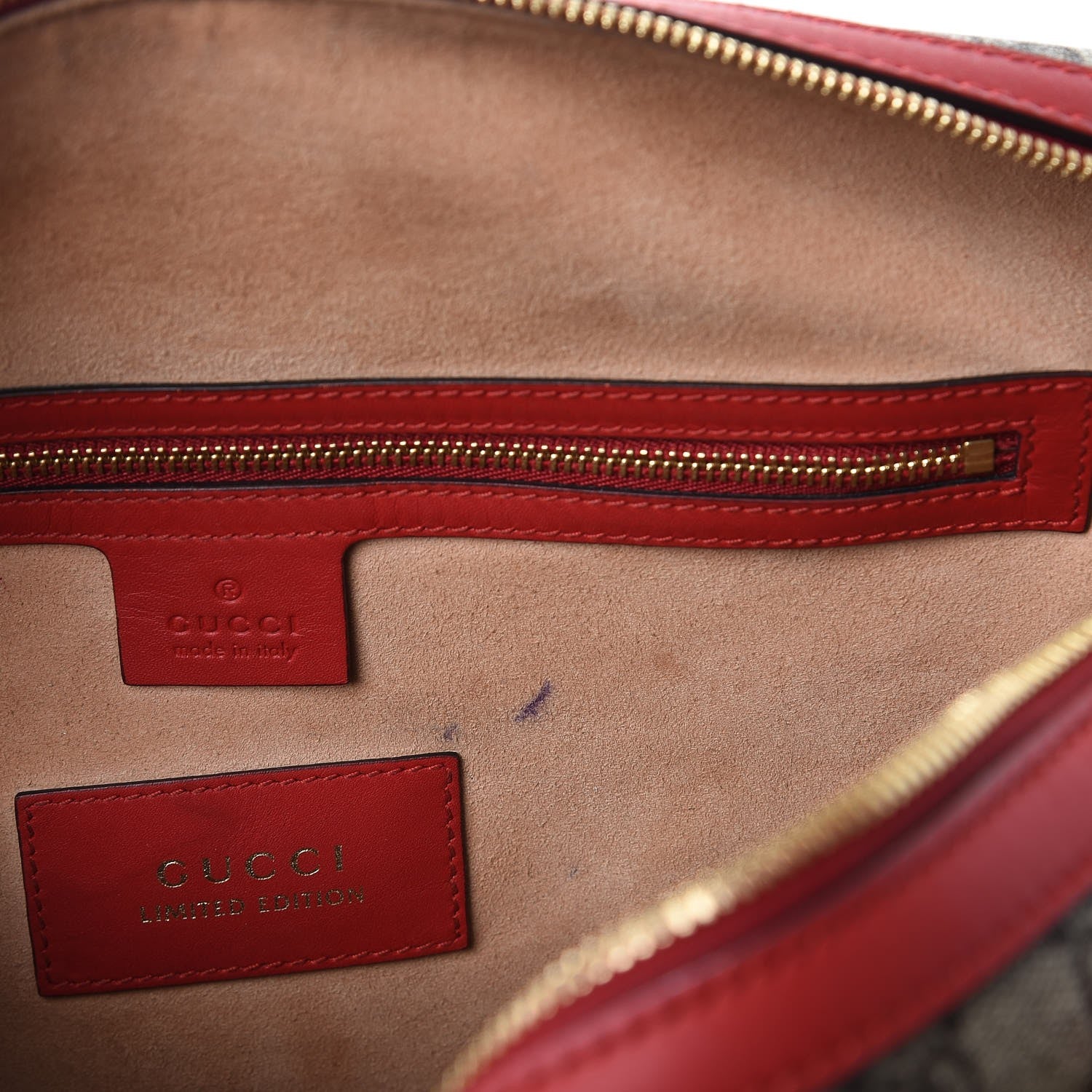 Gucci GG Supreme Monogram Kingsnake Heart Embroidered Medium Boston Hibiscus Red 8 of 17