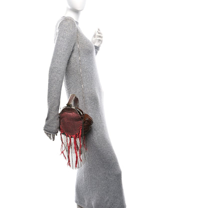 Fendi Nappa Nuvolata Beaded Fringe Spy Clutch Brown Red 2 of 11