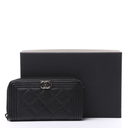 Chanel Caviar Quilted Small Boy Zip Around Wallet Black 11 of 11