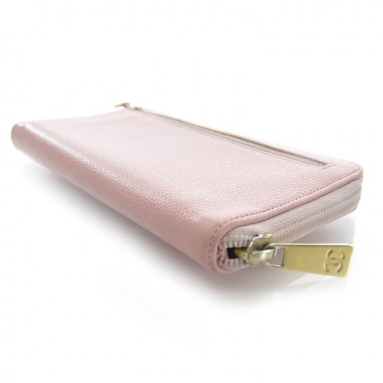 Caviar Zip Around Wallet Pink