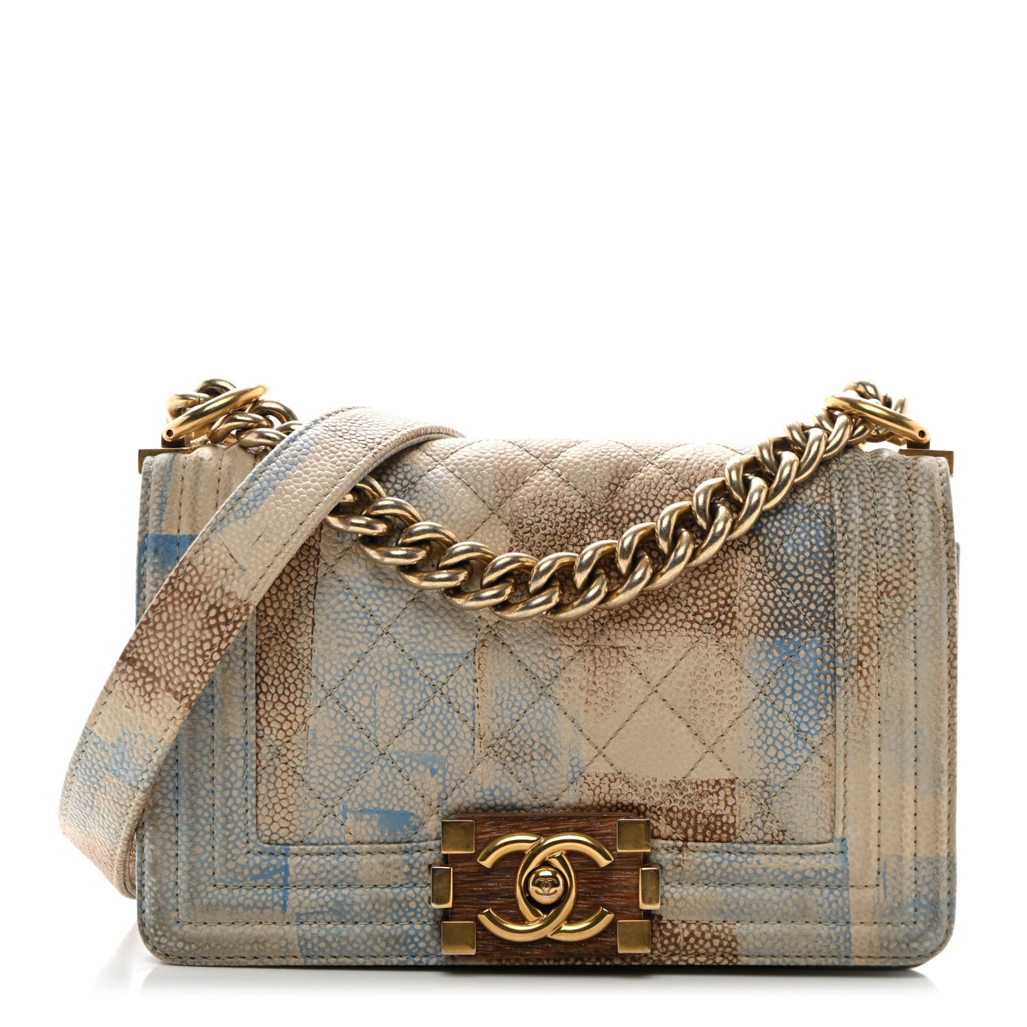 Chanel Painted Caviar Chevron Quilted Small Boy Flap Blue 1 of 11