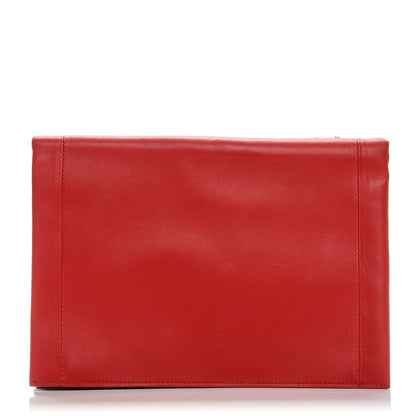Celine Lambskin Rolled Soft Trio Clutch Bright Red 1 of 10