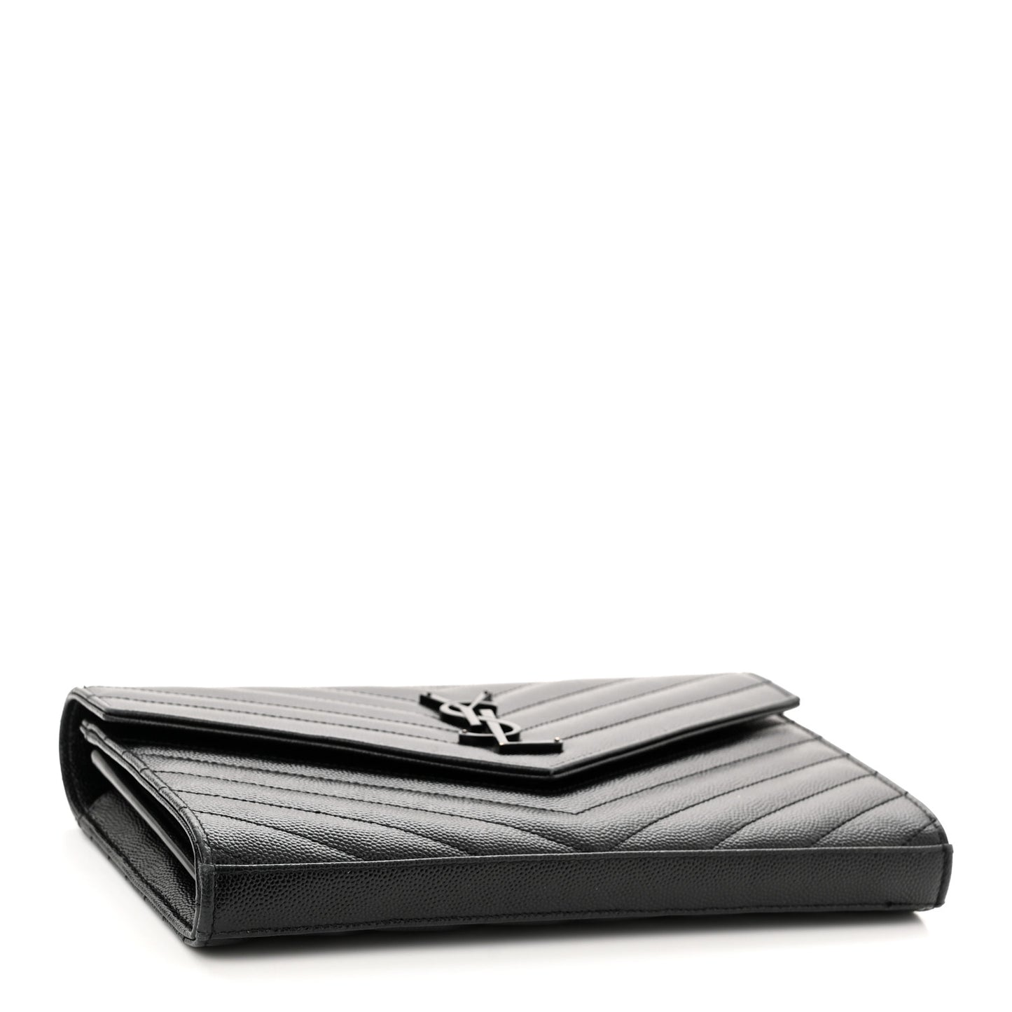 Grain De Poudre Matelasse Chevron Monogram Monochrome Chain Wallet Black