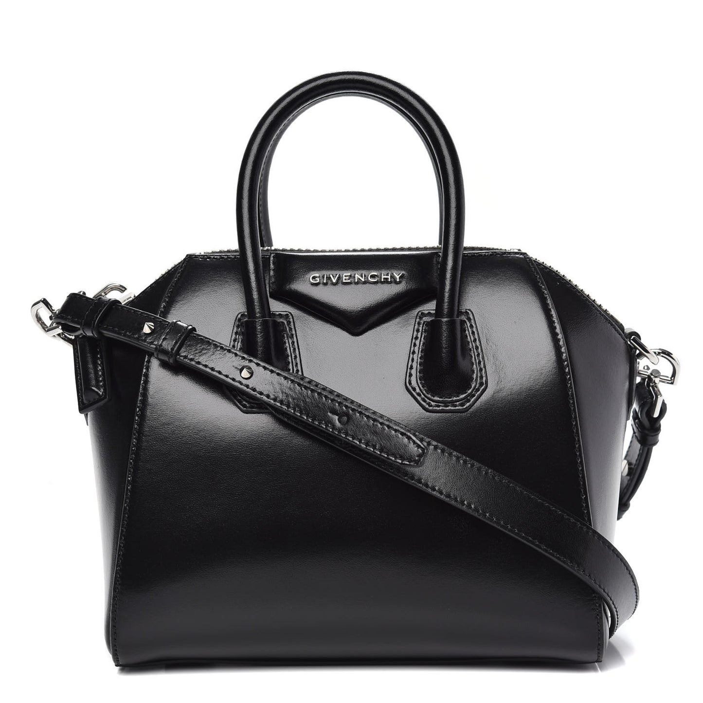 Shiny Lord Calfskin Mini Antigona Black