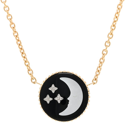 Christian Dior 18K Yellow White Gold Diamond Black Onyx Mother of Pearl Rose Celeste Pendant Necklace 4 of 7