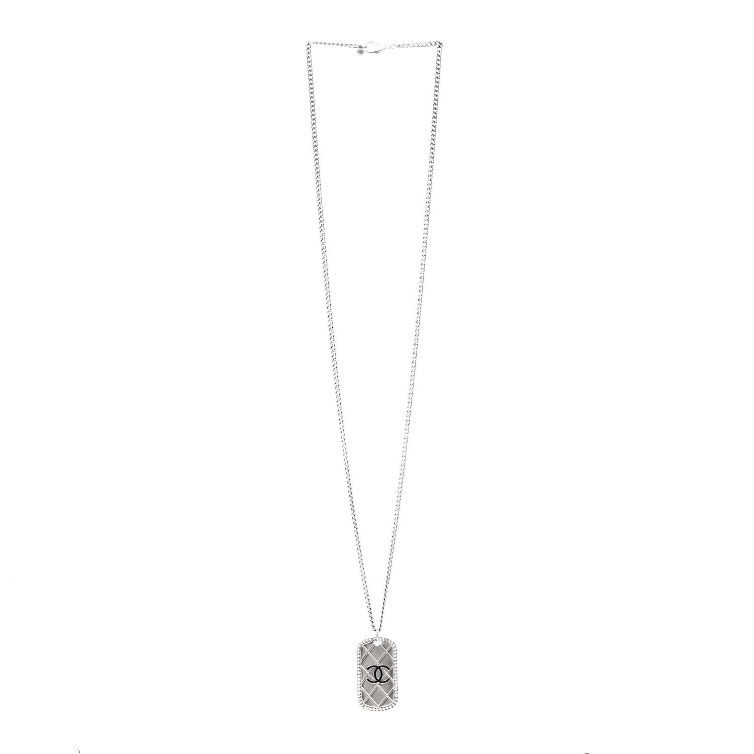 Chanel Dog Tag CC Necklace Silver 3 of 5