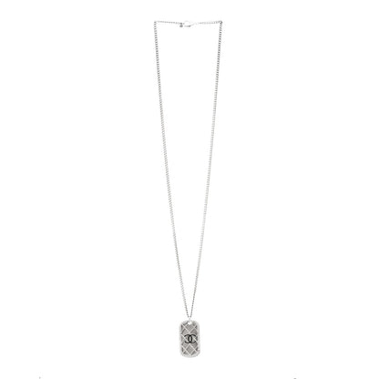 Chanel Dog Tag CC Necklace Silver 3 of 5