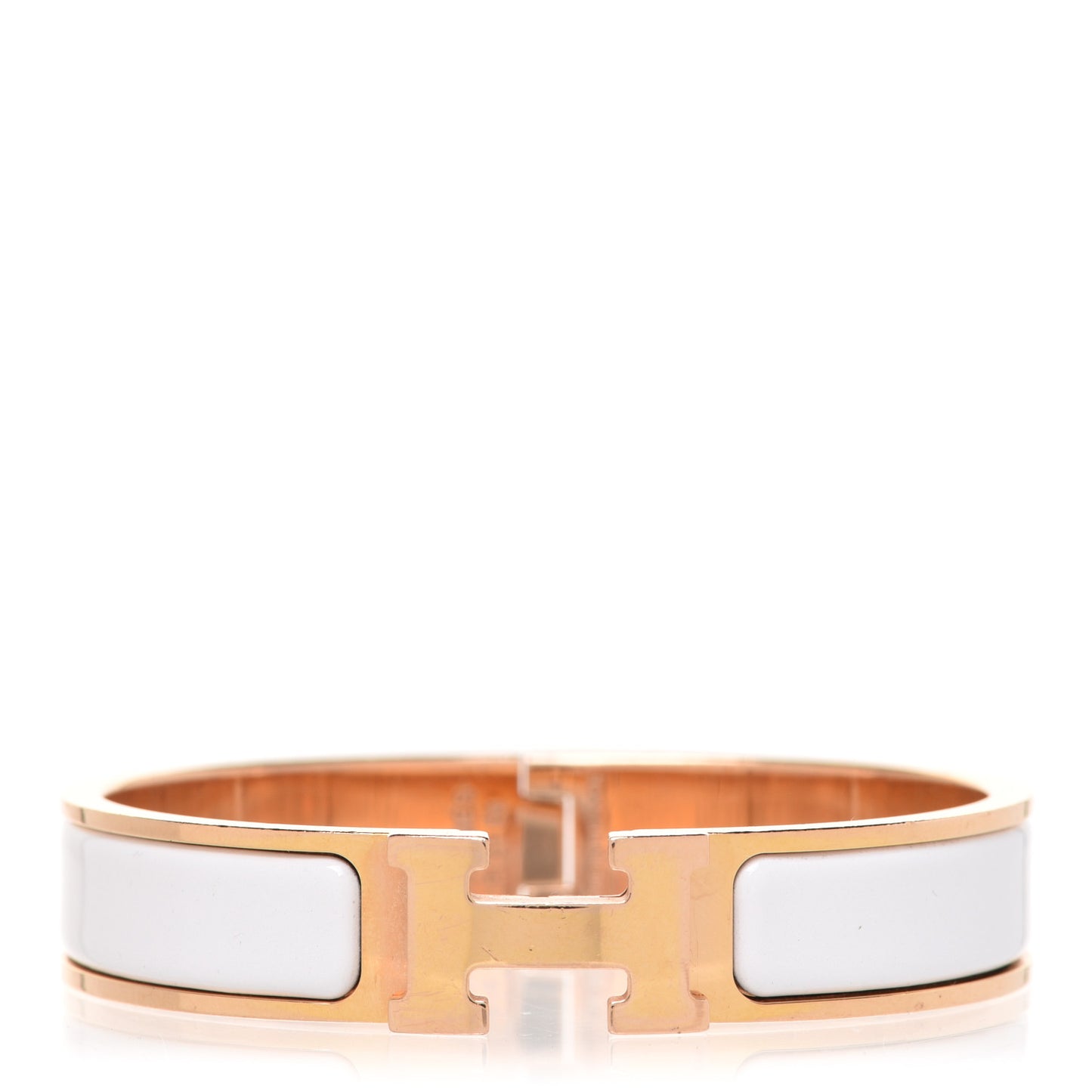 Enamel Narrow Clic Clac H Bracelet PM White
