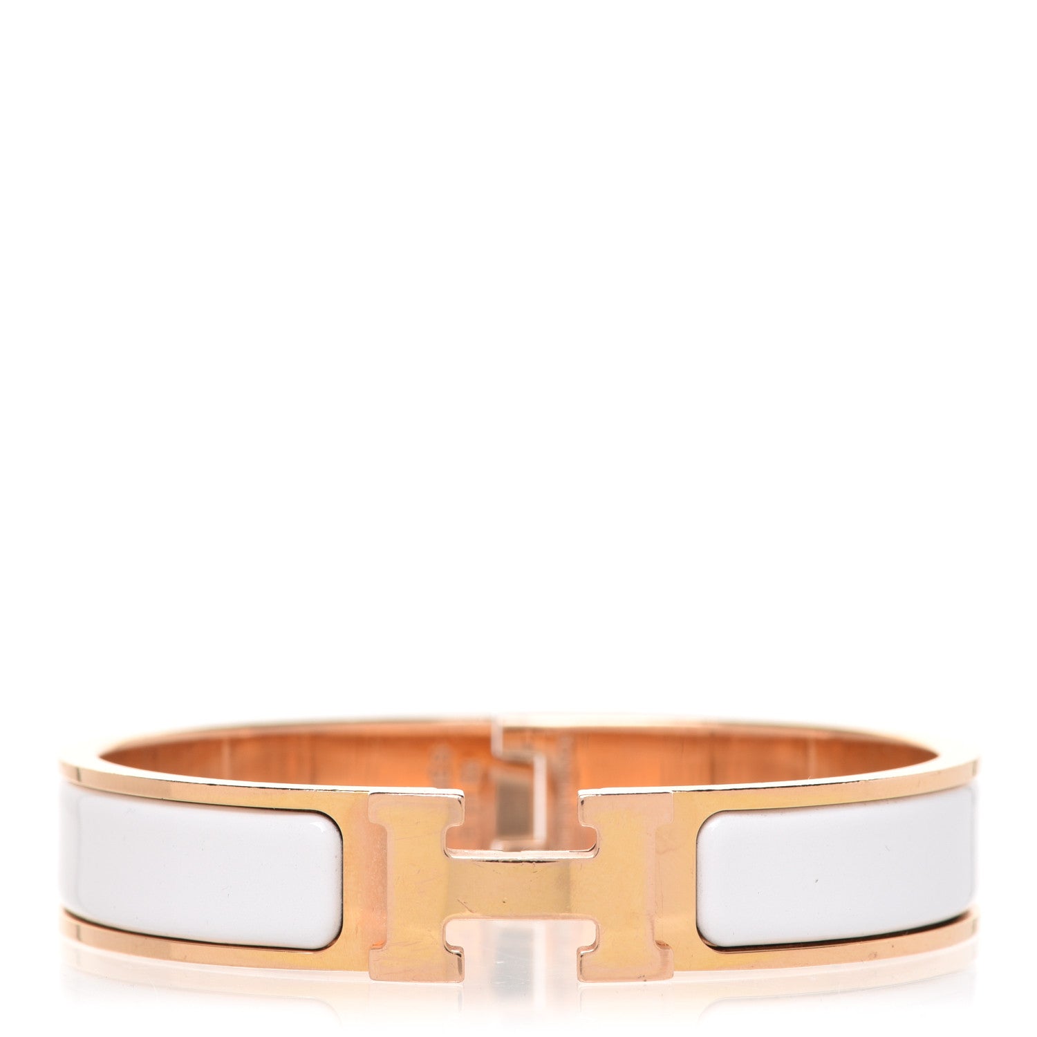 Hermes Enamel Narrow Clic Clac H Bracelet PM White 1 of 5