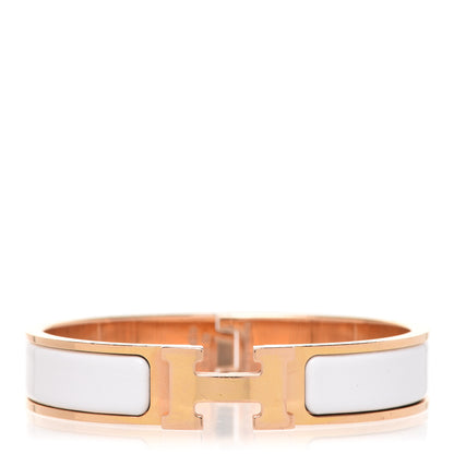 Hermes Enamel Narrow Clic Clac H Bracelet PM White 1 of 5
