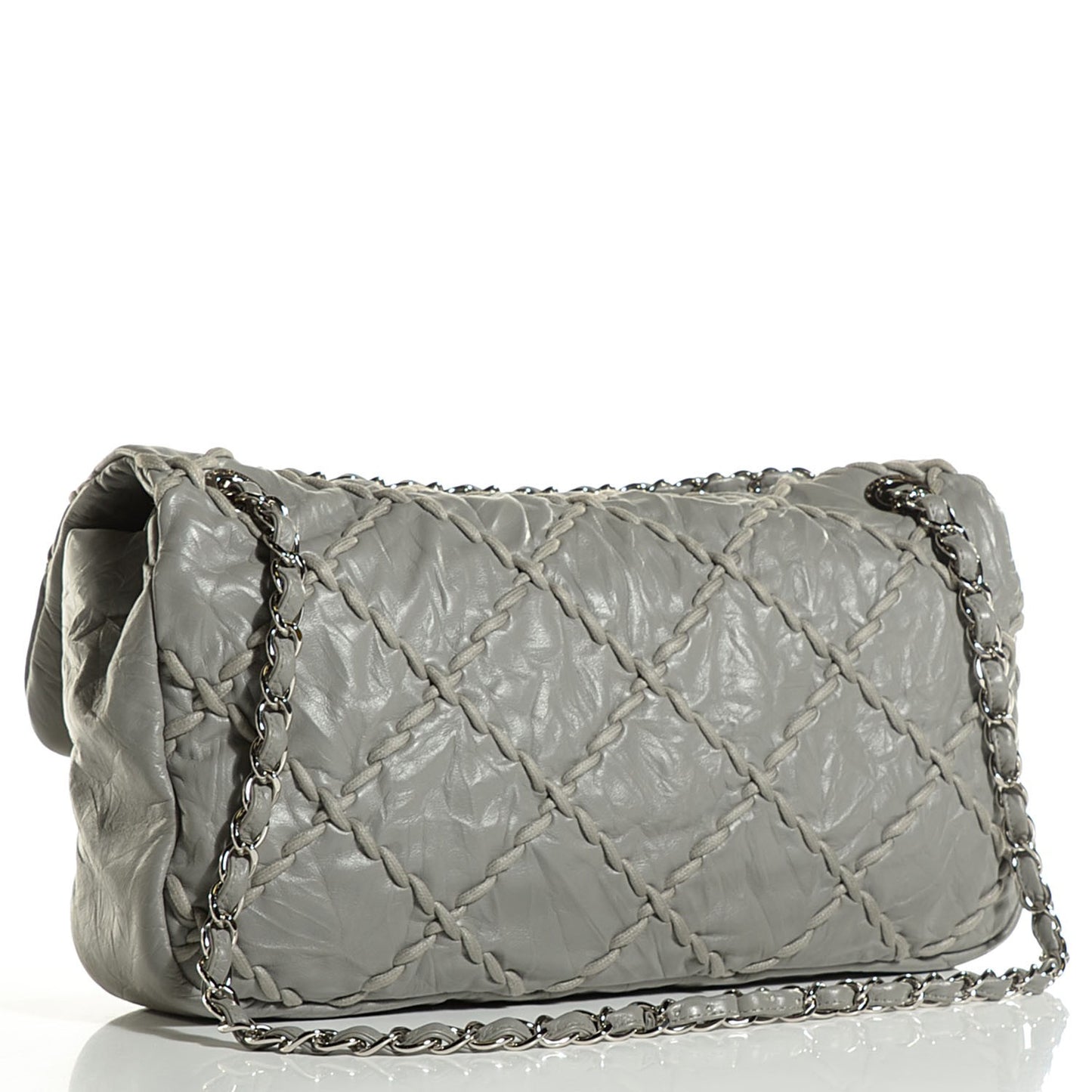 Calfskin Ultra Stitch Oversized Flap Grey
