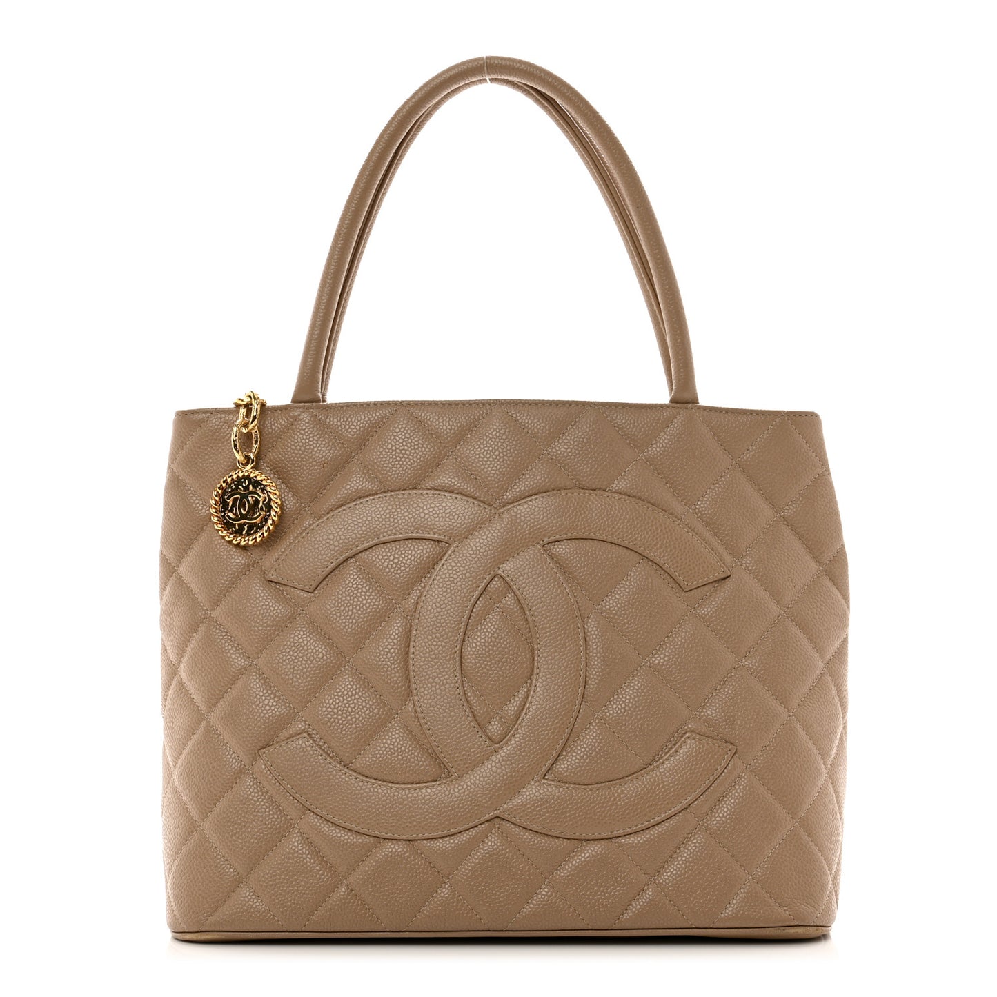 Caviar Quilted Medallion Tote Beige
