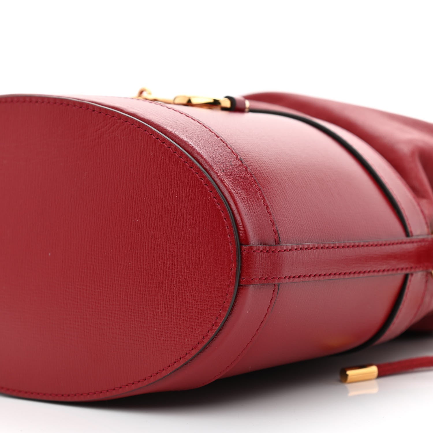 Gucci Azalea Sakai Calfskin Horsebit 1955 Drawstring Bucket Bag New Cherry Red 10 of 11