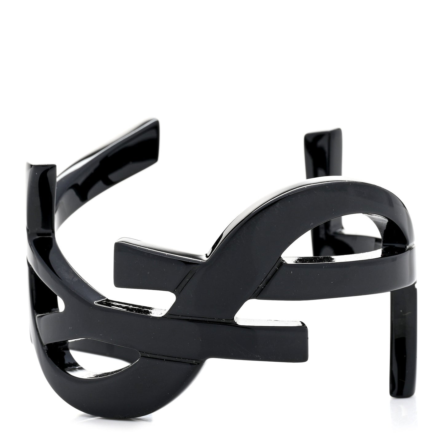 Brass Monogram Medium Cuff Bracelet Black