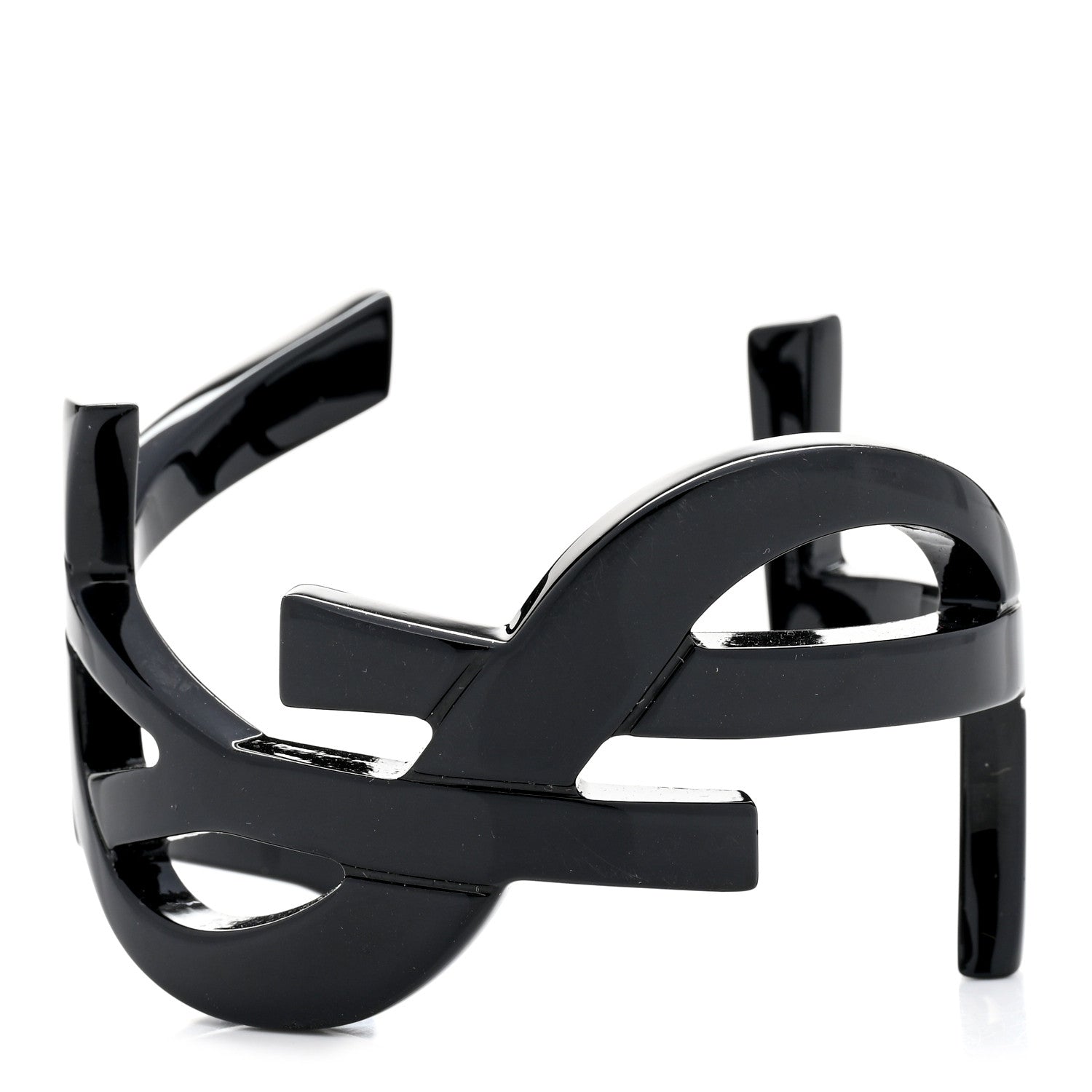 Saint Laurent Brass Monogram Medium Cuff Bracelet Black 1 of 4