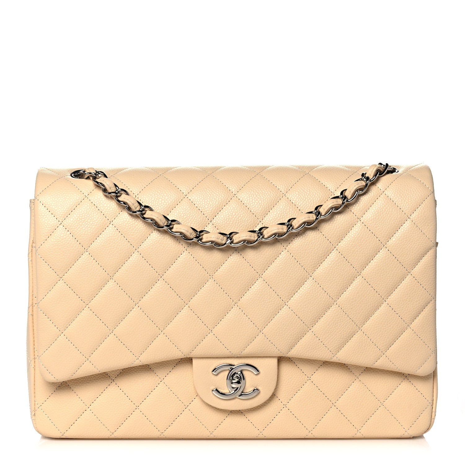 Chanel Caviar Quilted Maxi Double Flap Light Beige 1 of 11