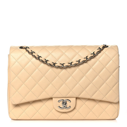 Chanel Caviar Quilted Maxi Double Flap Light Beige 1 of 11