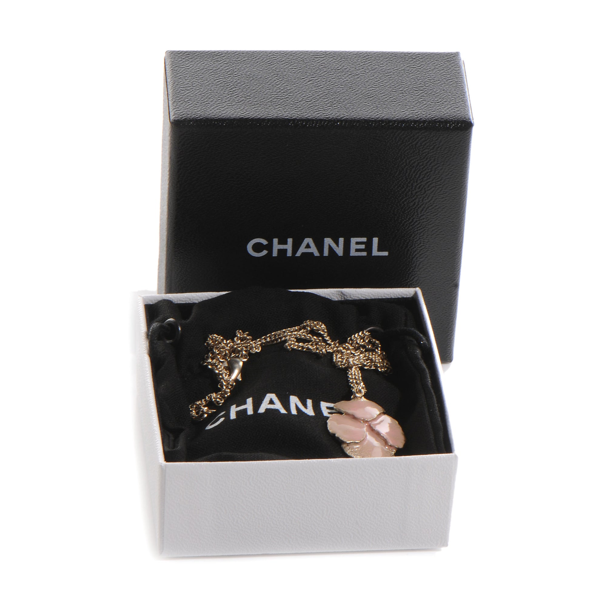 Chanel CC Camellia Flower Necklace Pink and Gold 6 of 6