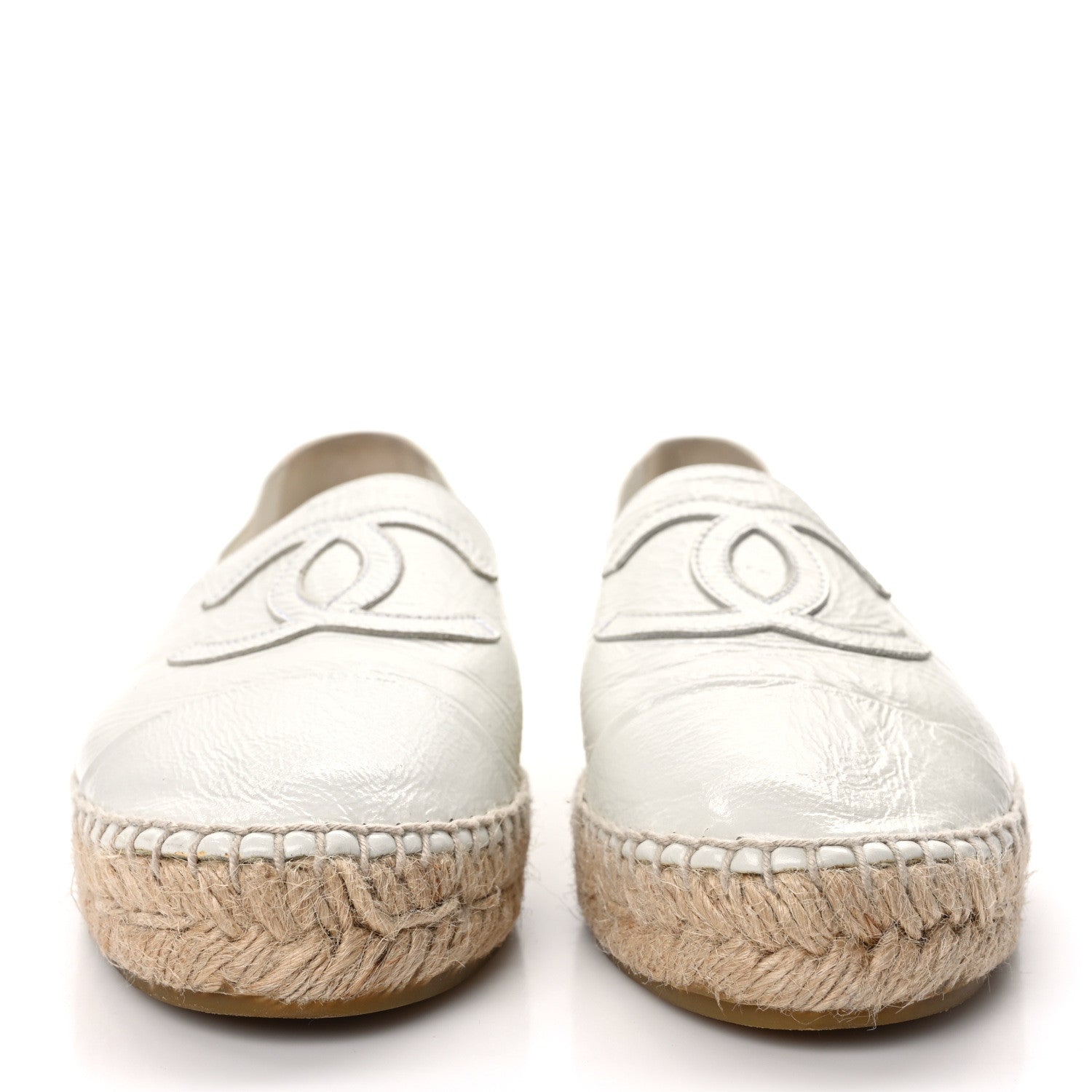 Chanel Distressed Patent CC Espadrilles 39 White 2 of 8