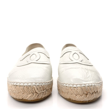 Chanel Distressed Patent CC Espadrilles 39 White 2 of 8