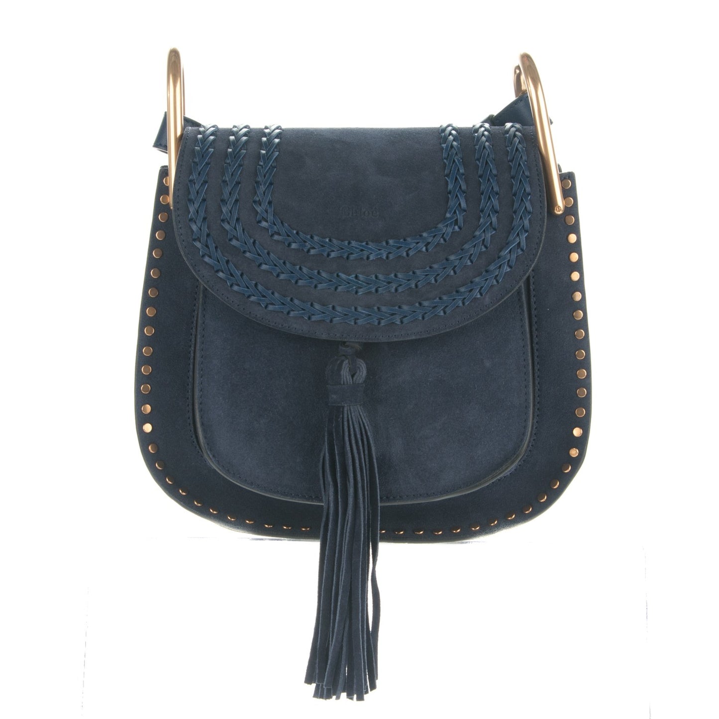 Suede Braided Small Hudson Shoulder Bag Deep Ocean